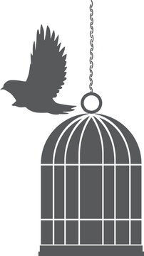 Bird cage icon, bird cage line art vector