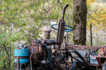 old rusty tractor details and closeups