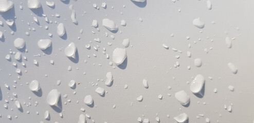 Water droplets perspective through white color surface