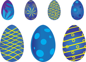 Easter egg, blue color easter egg set on white background
