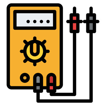 yellow multimeter with black probes clip art preview