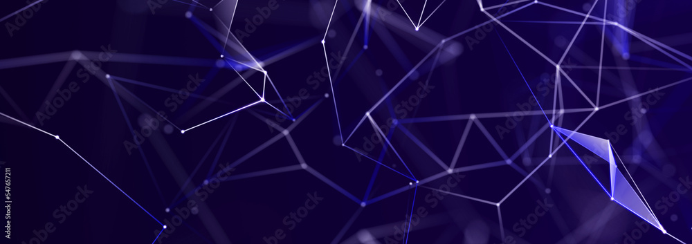Poster technology background with glowing defocused particles. big data. digital background. 3d