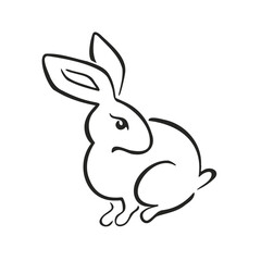 Eastern horoscope symbol easter bunny, rabbit line, vector illustration