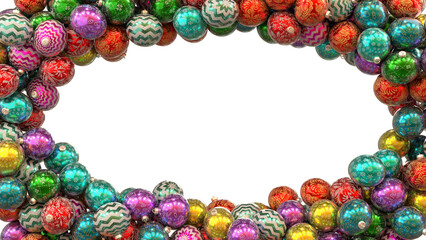 Festive Christmas ornaments forming an oval frame
