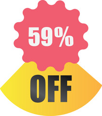 59% off sale label symbol, Sale tag vector badge template, 59% sale promotion flat icon, 59% Discount offer price label, clearance sale sticker emblem, 12 12 and black Friday discount modern colorful