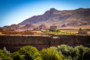 rock plateau, canyon, valley of roses, morocco, oasis, river, m'goun, high atlas mountains, north...