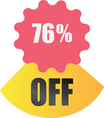 76% off sale label symbol, Sale tag vector badge template, 76% sale promotion flat icon, 76% Discount offer price label, clearance sale sticker emblem, 12 12 and black Friday discount modern colorful