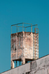 old abandoned factory building with sky