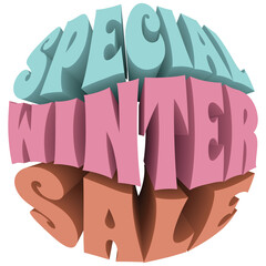 Special Winter Sale. 3D Text Illustration Transparent PNG.