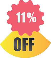 11 off sale label symbol,Sale tag vector badge template,  11% sale promotion flat icon ,Discount offer price label , clearance sale sticker emblem, modern design isolated on white background
