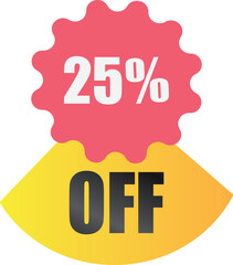 25 off sale label symbol,Sale tag vector badge template,  25% sale promotion flat icon , Discount offer price label, clearance sale sticker emblem, modern design isolated on white background
