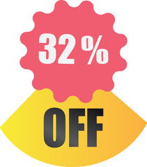32 off sale label symbol,Sale tag vector badge template,  32% sale promotion flat icon ,Discount offer price label , clearance sale sticker emblem, modern design isolated on white background
