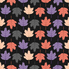Maple leaves seamless pattern vector background