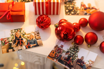 photo next to gifts, garland