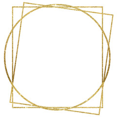 Gold Round Circle Frame. Gold Foil Frame ,gold splatter frames glitter,Gold brush stroke on transparent background.	