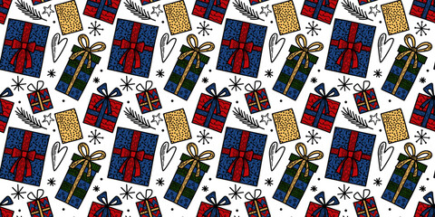 New Year Christmas seamless vector patterns