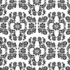 Seamless ethnic pattern silhouettes of flowers, fabric, wallpaper, vector