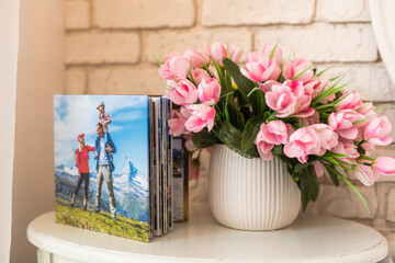 photo books and flowers, photo album