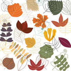 Vector illustration of abstract tropical fall leaf background