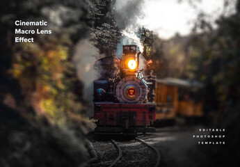 Cinematic Tilt Shift Lens Photo Effect Mockup