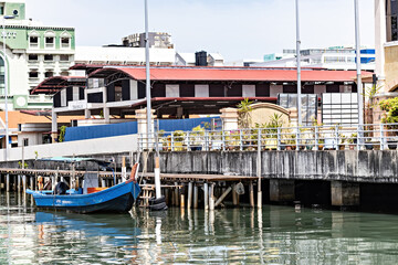 Fototapeta na wymiar Historical Chew Jetty with wooden shabby houses, Unesco World Heritage site, George Town, Penang, Malaysia