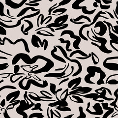 Seamless hand drawing flowers pattern, floral textile print.