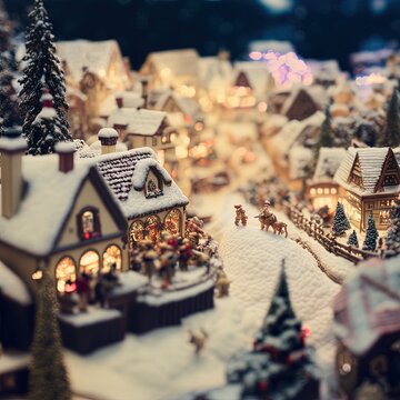 Vintage Christmas Village Diorama