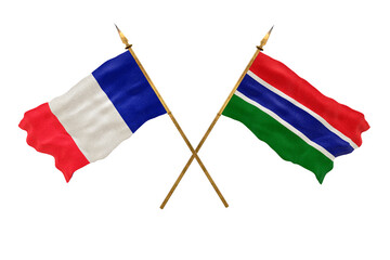 Background for designers. National Day. 3D model National flags  of People's Republic of France and Gambia