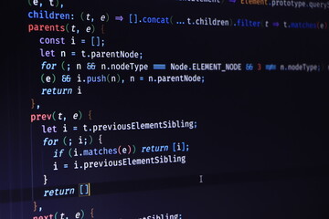 Software developer programming code. Abstract computer script code. Programming code screen of...