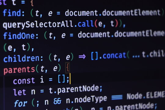 PHP programming language on computer screen. Monitor technology concept. Background of program code. Web development concept