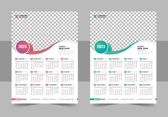 Calendar 2022, Set of 2023 Calendar Planner Template and cover with Place for Photo and Company Logo