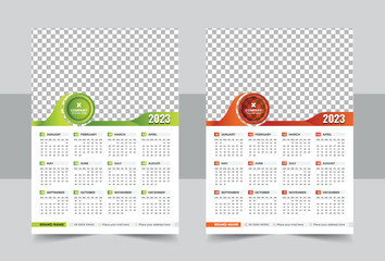 Calendar 2022, calendar 2023 week start Sunday corporate design template vector, Set of 2023 Calendar Planner Template and cover with Place for Photo and Company Logo