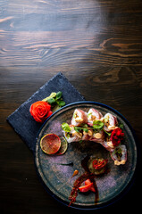 fish sushi roll in plate