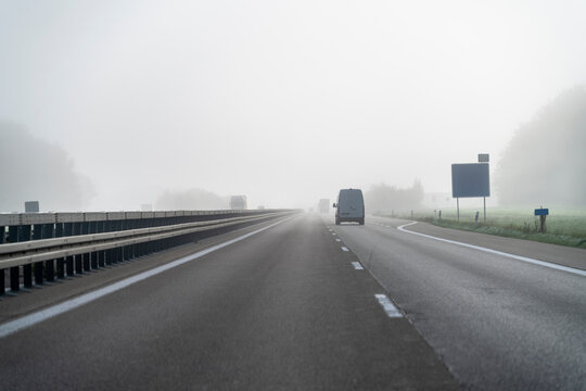 Foggy highway scenery