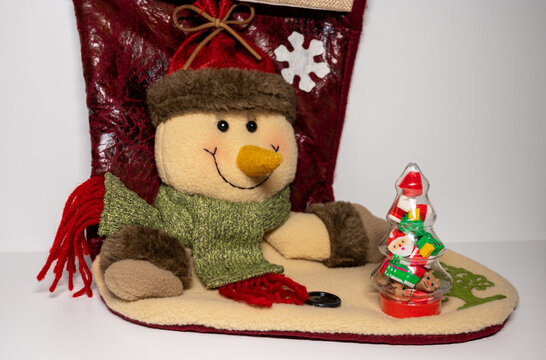 Christmas tree with snowman holiday socks