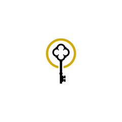 Key lock luxury real estate business logo icon isolated on white background