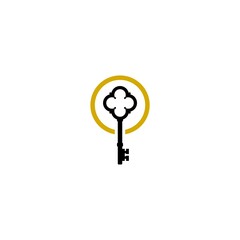 Key lock luxury real estate business logo icon isolated on white background