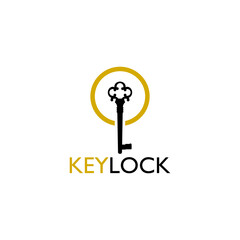 Key lock luxury real estate business logo icon isolated on white background