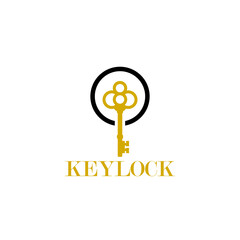 Key lock luxury real estate business logo icon isolated on white background