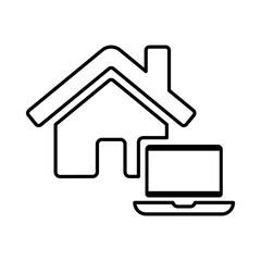 Laptop House Icon in Line Style
