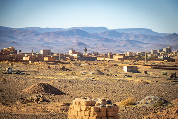 village in the valley of the roses, morocco, north africa, high atlas mountains