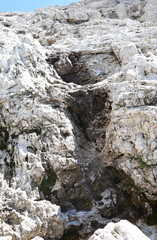 Fototapeta na wymiar spring water that flows between the rocks of the European Alps during the thawing of the glaciers