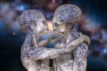 Aliens love, 3D illustration