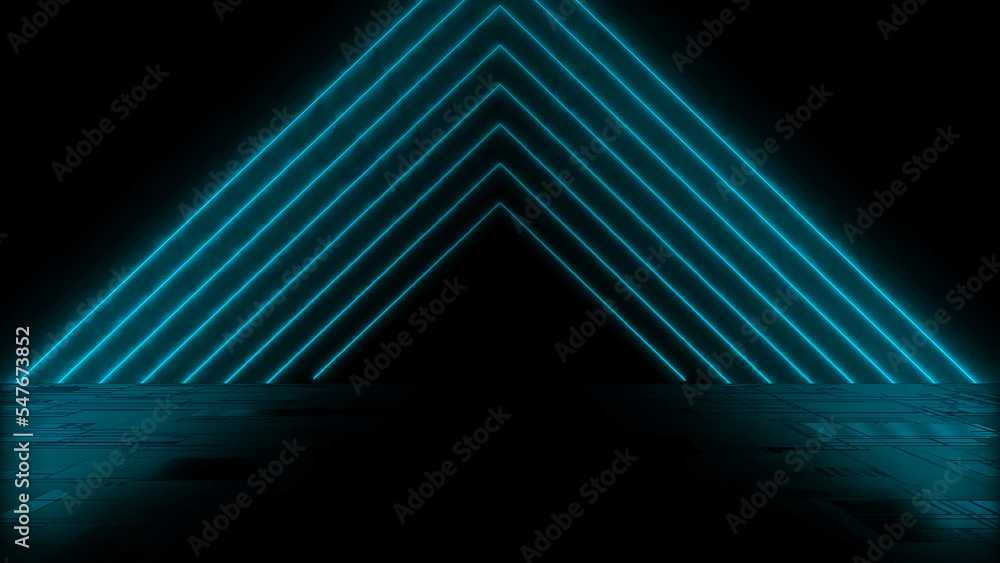 Poster fire loop animation. wet asphalt, night view. fiery reflection on the concrete floor. night empty st