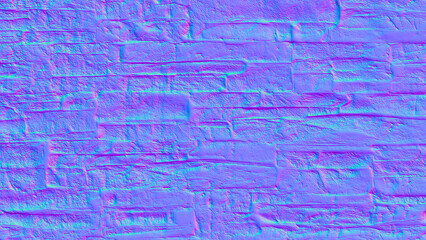 Normal map texture background stone wall  for work 3D