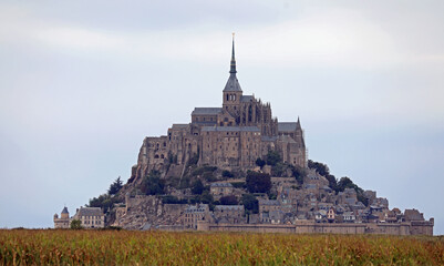 Abbey of Mont Saint Michel on the hill visited by millions of tourists every year