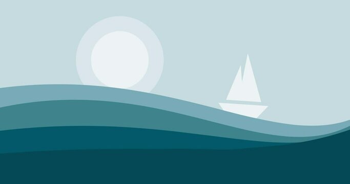 animated background of ocean waves and sailing ships