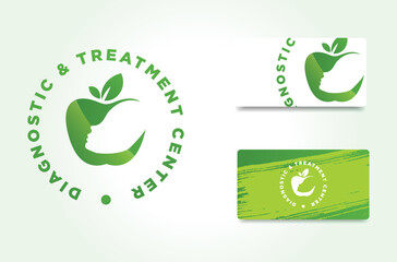 Vector Sign Diet, Dietitian. Green Apple, Abstract Design Concept For Beauty Salon, Massage, Cosmetic And Spa. Vector Female Logo Design Template.