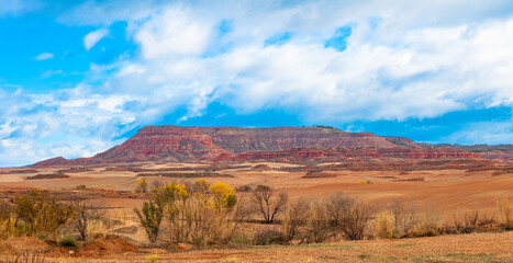 Panorama of landscape of Sierra de Armantes- Aragon,  Saragossa province, Calatayud in Spain