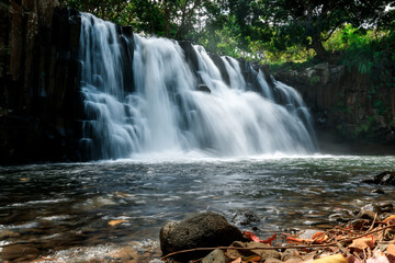 Rochester Falls waterfall. Cascade scenic waterfall in Mauritius island